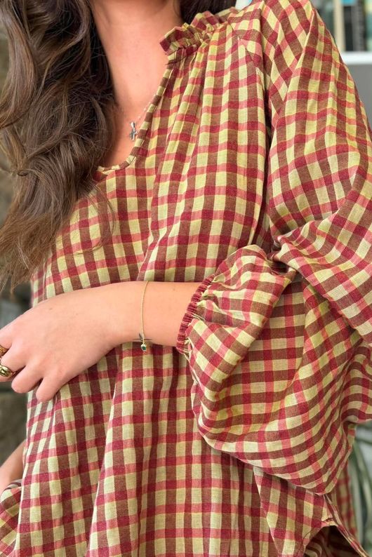Vivienne Plaid Heathcliff Blouse Olive & Russet